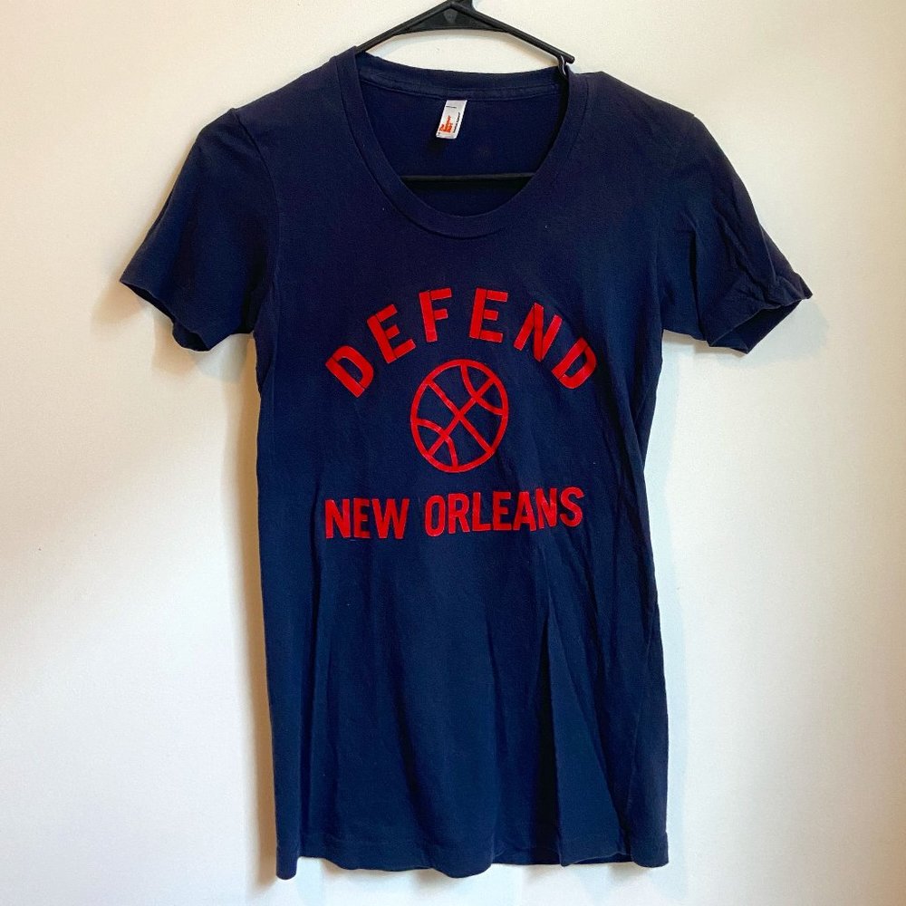 Defend New Orleans Basketball Blue T-Shirt Sz S